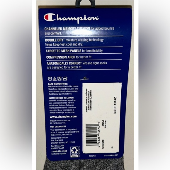 Champion No Show Socks 3 Pair Men's 6-12 Black Yellow Blue w Toe Logo NEW! $18 - Picture 2 of 11